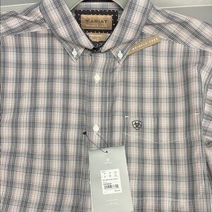 Ariat Men's Plaid Button-Down Shirt - Gray and White